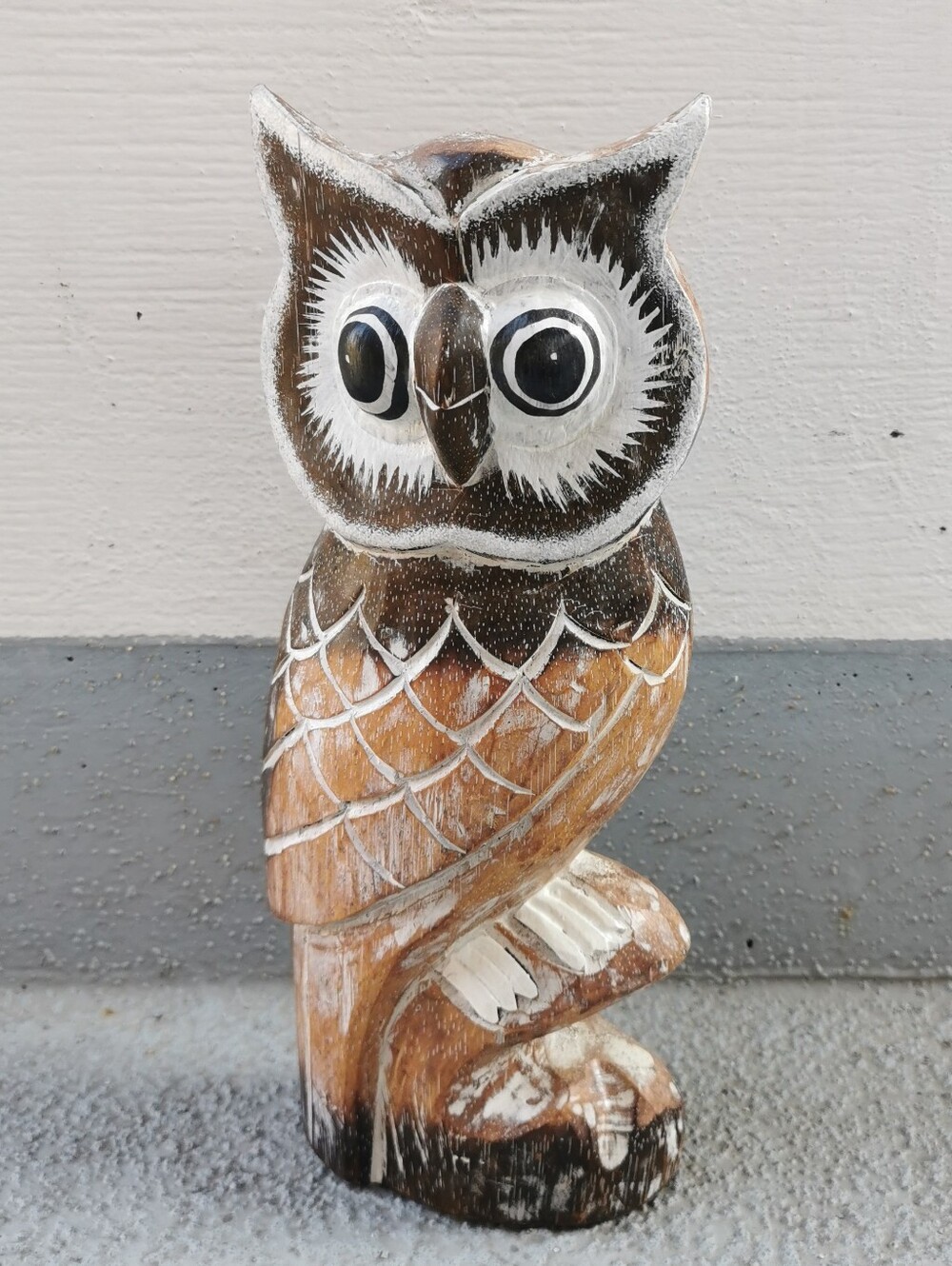Vintage Hand-Carved Wooden Owl Figurine 12” Rustic Home Decor - Picture 3 of 11